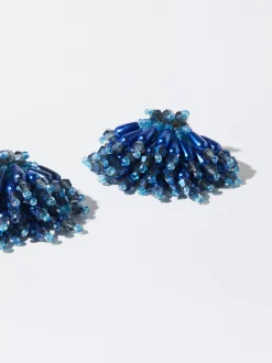 PARFOIS Pendientes Con Abalorios Azul Flash Sale