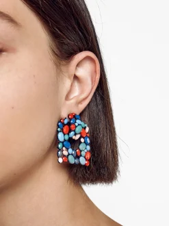 PARFOIS Pendientes Con Cristales Azul Marino Store