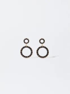 PARFOIS Pendientes Con Cristales Negro Clearance