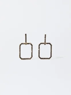 PARFOIS Pendientes Con Cristales Negro Discount