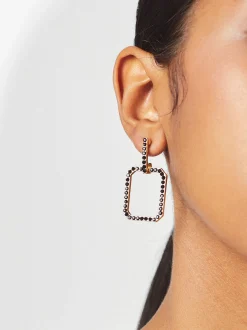PARFOIS Pendientes Con Cristales Negro Discount