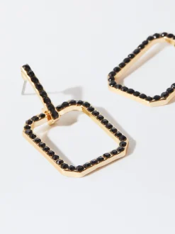PARFOIS Pendientes Con Cristales Negro Discount