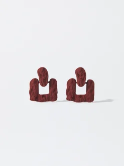 PARFOIS Pendientes Con Efecto Mate Burdeos Fashion