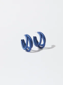 PARFOIS Pendientes Con Efecto Mate Azul Sale