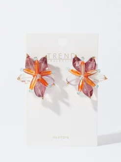 PARFOIS Pendientes Con Flor Multicor Outlet