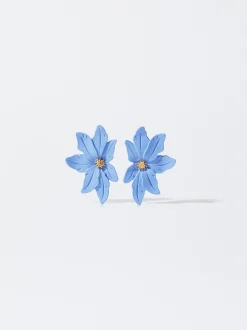 PARFOIS Pendientes Con Flor Azul Clearance