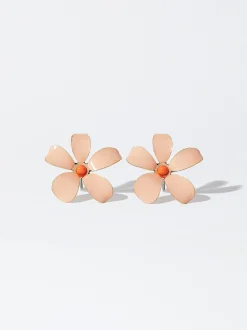 PARFOIS Pendientes Con Flor Naranja Fashion
