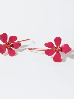 PARFOIS Pendientes Con Flor Rosa Flash Sale