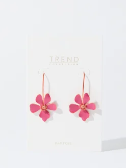 PARFOIS Pendientes Con Flor Rosa Flash Sale