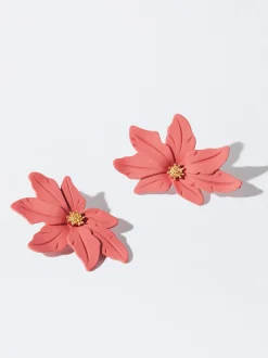PARFOIS Pendientes Con Flor Coral Sale