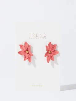 PARFOIS Pendientes Con Flor Coral Sale
