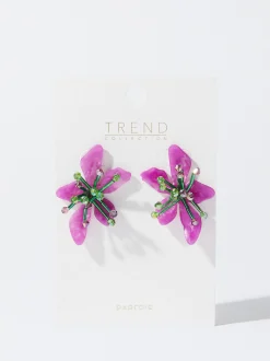 PARFOIS Pendientes Con Flor Violeta Clearance