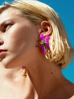 PARFOIS Pendientes Con Flor Violeta Clearance