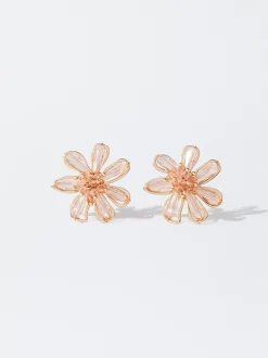 PARFOIS Pendientes Con Flor Rosa Sale