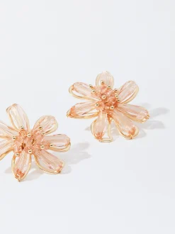 PARFOIS Pendientes Con Flor Rosa Sale