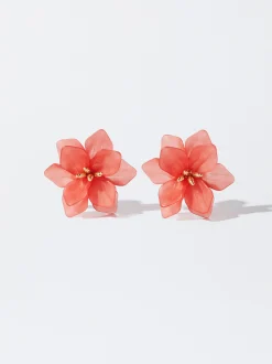 PARFOIS Pendientes Con Flor Coral Sale