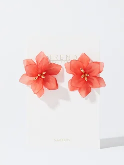 PARFOIS Pendientes Con Flor Coral Sale