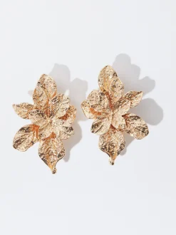 PARFOIS Pendientes Con Flor Dorado Clearance