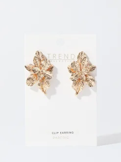PARFOIS Pendientes Con Flor Dorado Clearance