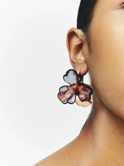 PARFOIS Pendientes Con Flor De Resina Multicor Outlet