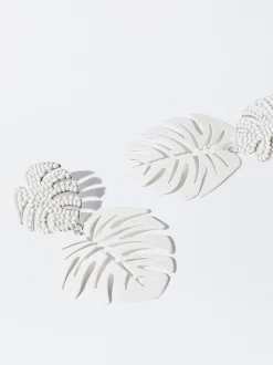 PARFOIS Pendientes Con Hoja Blanco Flash Sale