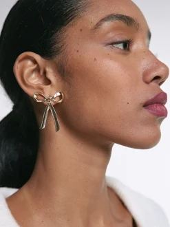 PARFOIS Pendientes Con Lazo Dorado Fashion