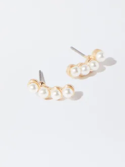 PARFOIS Pendientes Con Perlas Dorado Flash Sale
