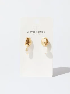 PARFOIS Pendientes Con Perlas De Agua Dulce Dorado Best Sale