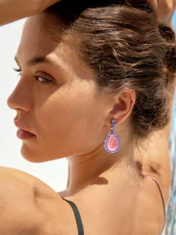 PARFOIS Pendientes Con Piedra Y Circonitas Multicor Cheap