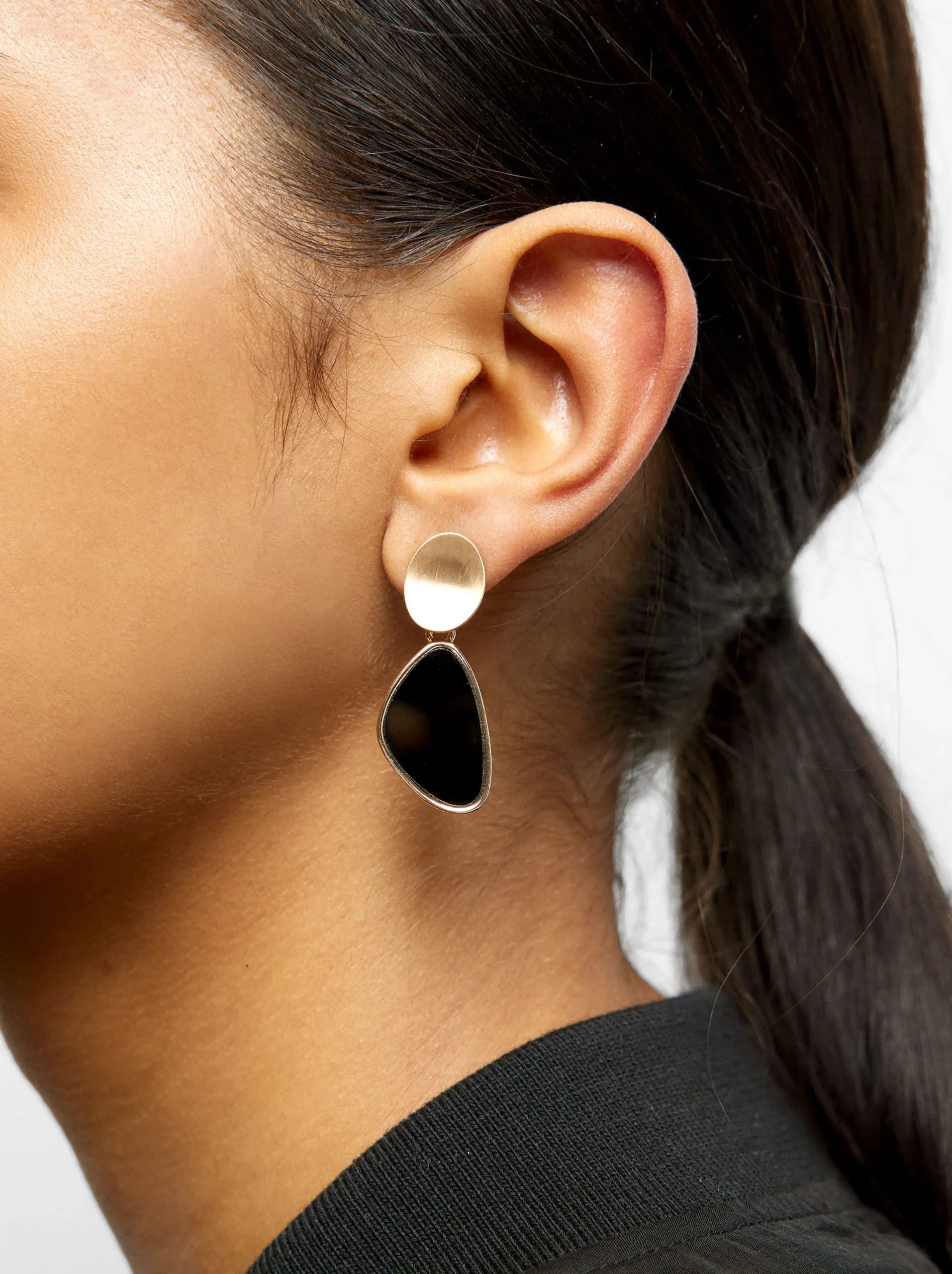 PARFOIS Pendientes Con Resina Negro Best