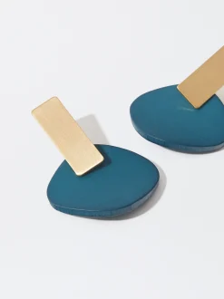 PARFOIS Pendientes Con Resina Verde Fashion