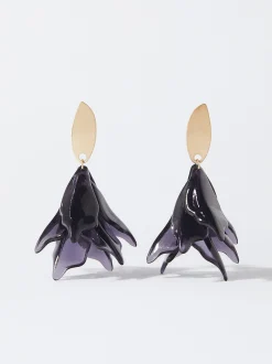PARFOIS Pendientes Con Resina Violeta Clearance