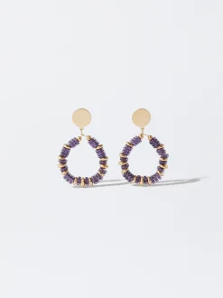 PARFOIS Pendientes Con Resina Violeta Hot