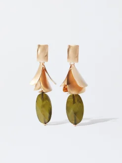 PARFOIS Pendientes Con Resina Verde Best Sale