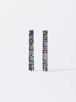 PARFOIS Pendientes Con Strass Multicor Fashion