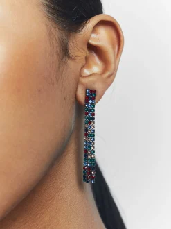 PARFOIS Pendientes Con Strass Multicor Fashion