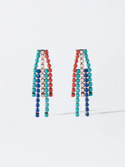 PARFOIS Pendientes Con Strass Multicor Hot
