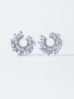 PARFOIS Pendientes Con Strass Violeta Clearance