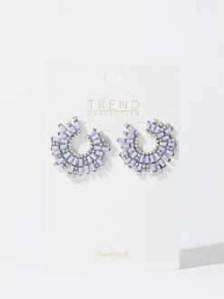 PARFOIS Pendientes Con Strass Violeta Clearance