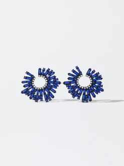 PARFOIS Pendientes Con Strass Azul Store