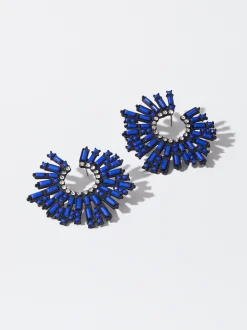 PARFOIS Pendientes Con Strass Azul Store