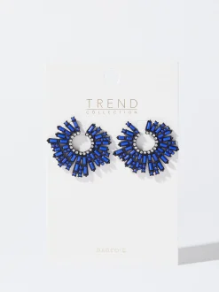PARFOIS Pendientes Con Strass Azul Store