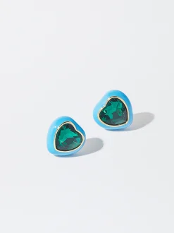PARFOIS Pendientes Coraz&oacute;n Azul Cheap