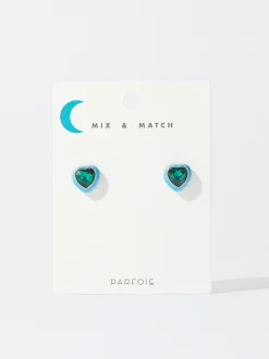 PARFOIS Pendientes Coraz&oacute;n Azul Cheap