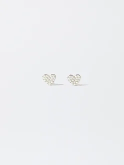 PARFOIS Pendientes Coraz&oacute;n Con Perlas Plateado Cheap