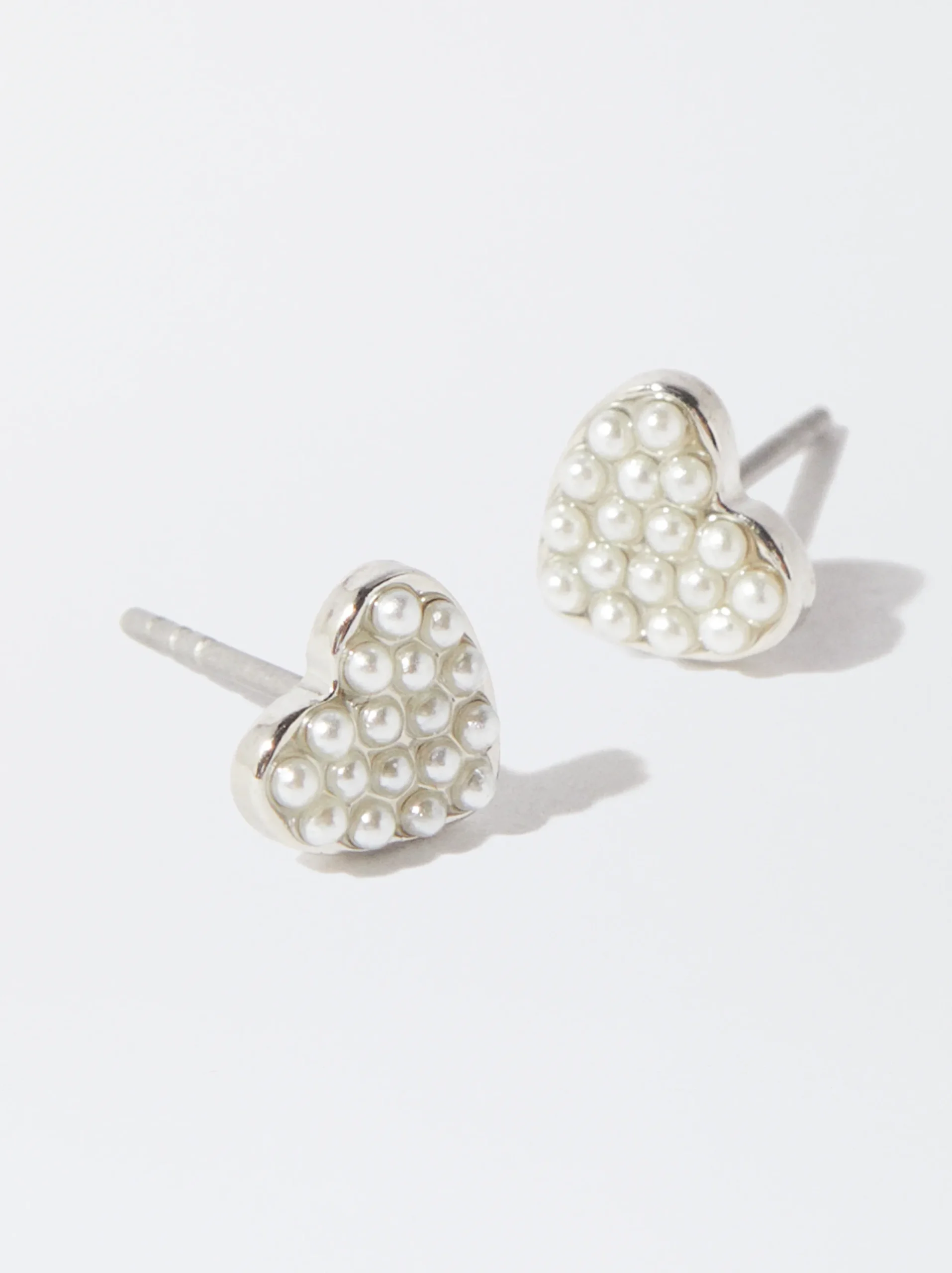 PARFOIS Pendientes Corazón Con Perlas Plateado Cheap