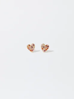 PARFOIS Pendientes Coraz&oacute;n Con Circonitas Multicor Fashion