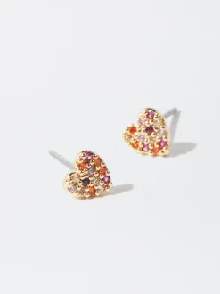 PARFOIS Pendientes Coraz&oacute;n Con Circonitas Multicor Fashion
