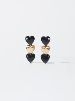 PARFOIS Pendientes Coraz&oacute;n Y Circonitas Negro Cheap
