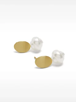 PARFOIS Pendientes Cortos Con Perla Blanco Fashion